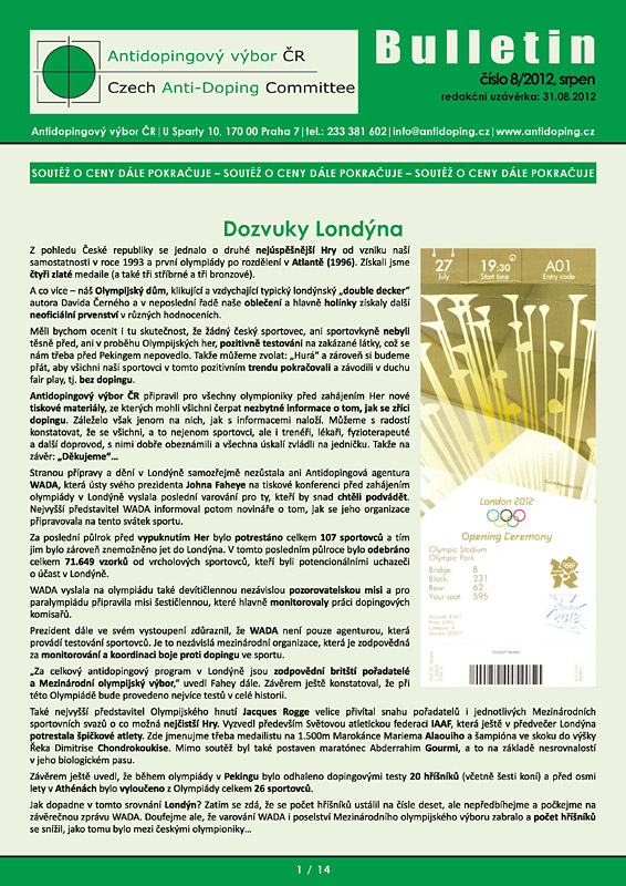 Srpnov� ��slo informa�n�ho bulletinu ADV �R
