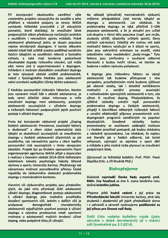 Pr�zdninov� dvoj��slo informa�n�ho bulletinu ADV �R