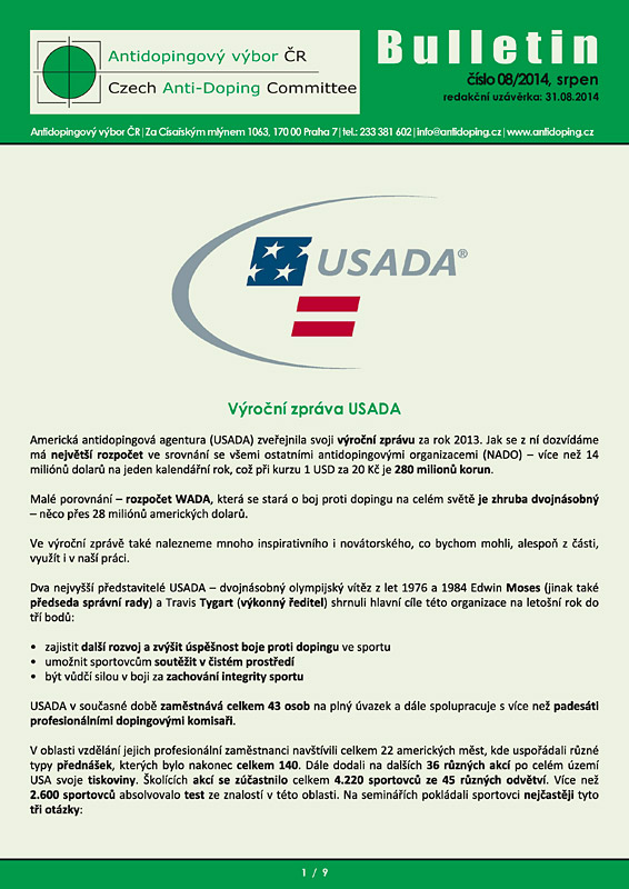 Srpnov� ��slo informa�n�ho bulletinu ADV �R