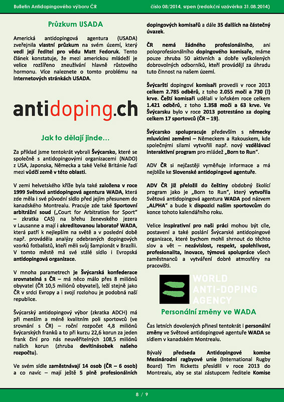 Srpnov� ��slo informa�n�ho bulletinu ADV �R