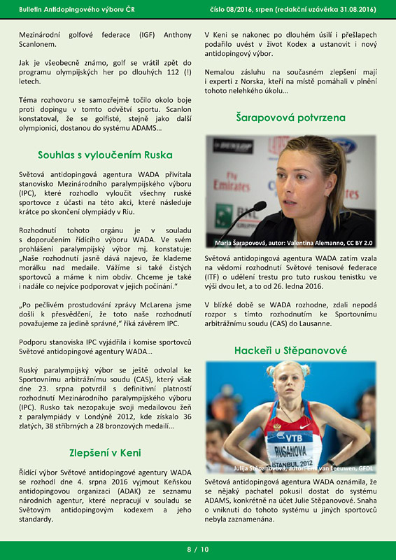  Srpnov� ��slo informa�n�ho bulletinu ADV �R